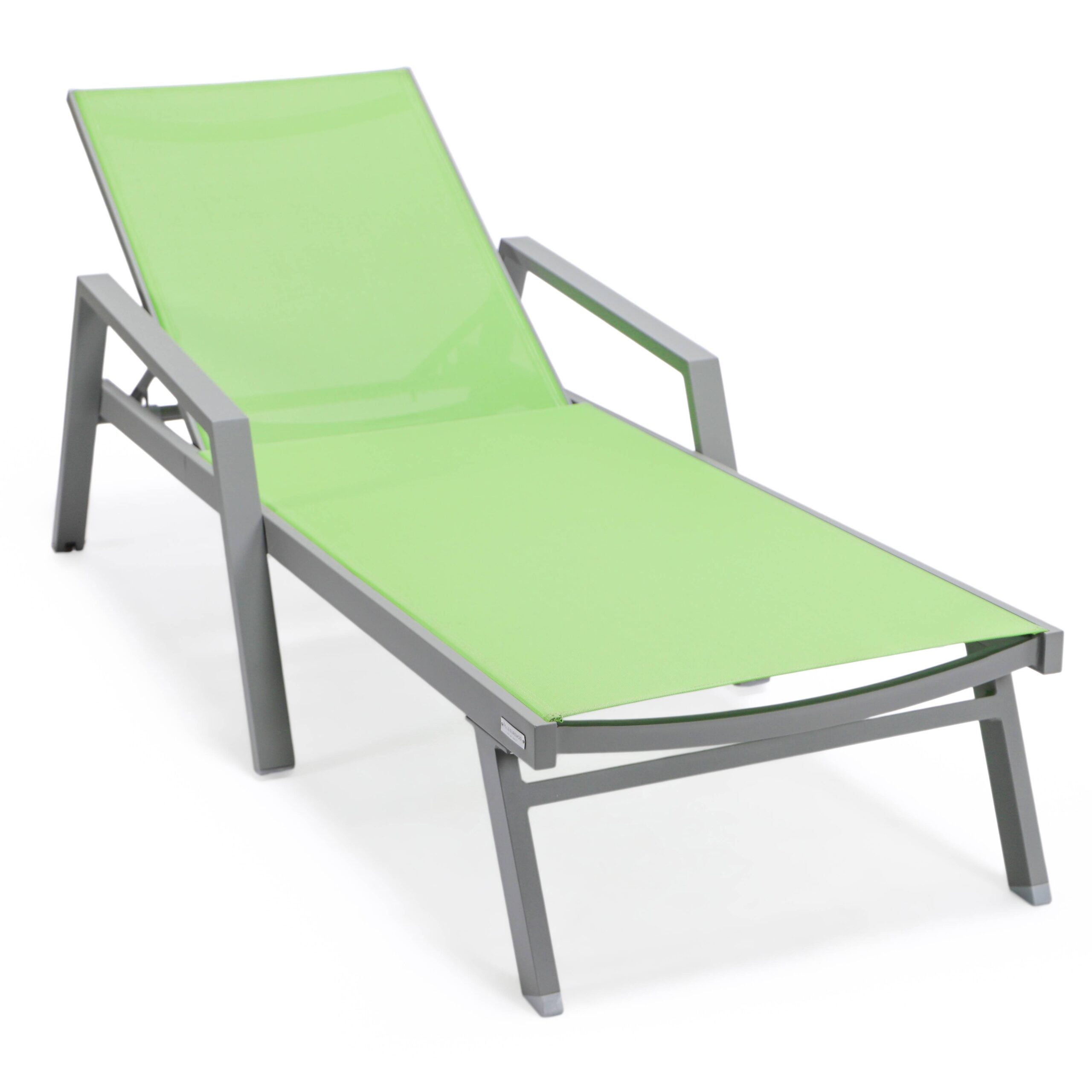 LeisureMod Marlin Patio Chaise Lounge Chair With Arms Aluminum Frame ...