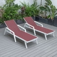 thumbnail image 1 of LeisureMod Marlin Patio Chaise Lounge Aluminum White Arms Set of 2 Burgundy, 1 of 10