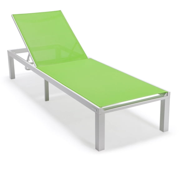 LeisureMod Marlin Patio Chaise Lounge Chair With Black Aluminum Frame Green