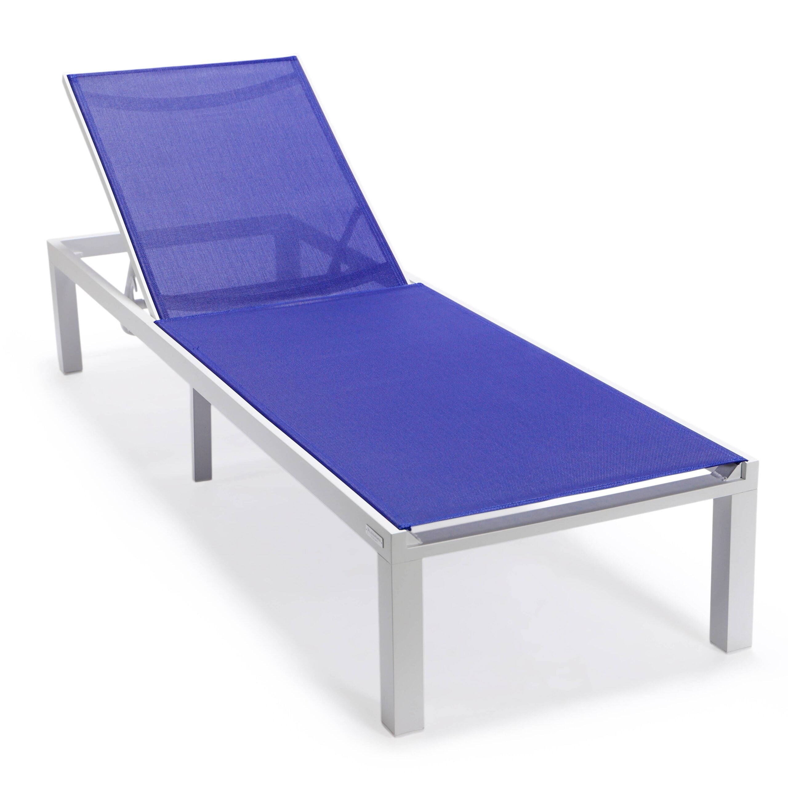 Navy Blue Aluminum Outdoor Chaise Lounge with Adjustable Backrest