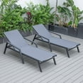 thumbnail image 1 of LeisureMod Marlin Poolside Outdoor Patio Lawn and Garden Modern Black Powder Coated Aluminum Frame Suntan Sling Chaise Lounge Chair with Armrests, Set of 2 (Dark Grey), 1 of 9