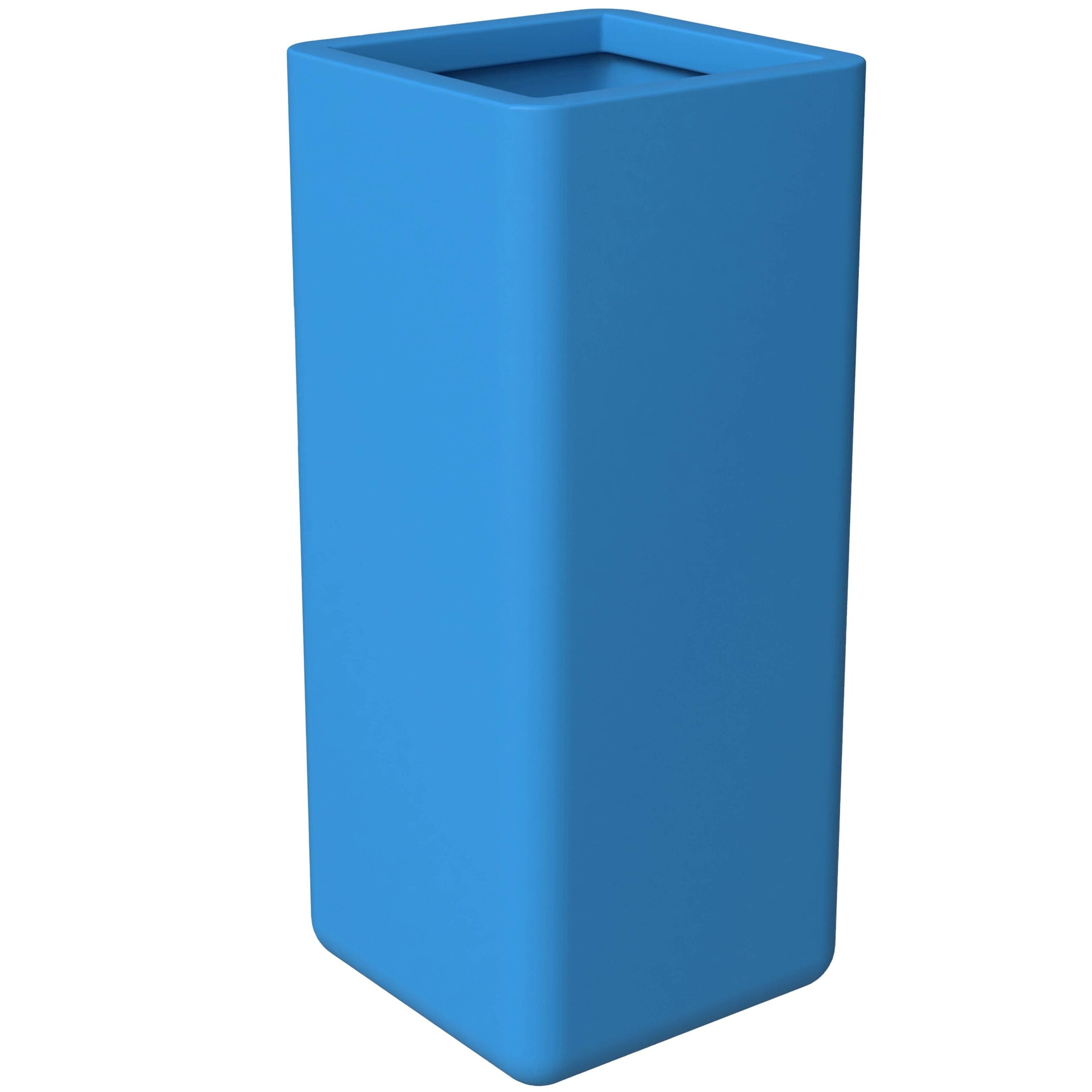 LeisureMod Marquee Fiberstone and MGO Clay Planter, Mid-Century Modern Square Blue Planter Pot for Indoor and Outdoor Home (20" H)
