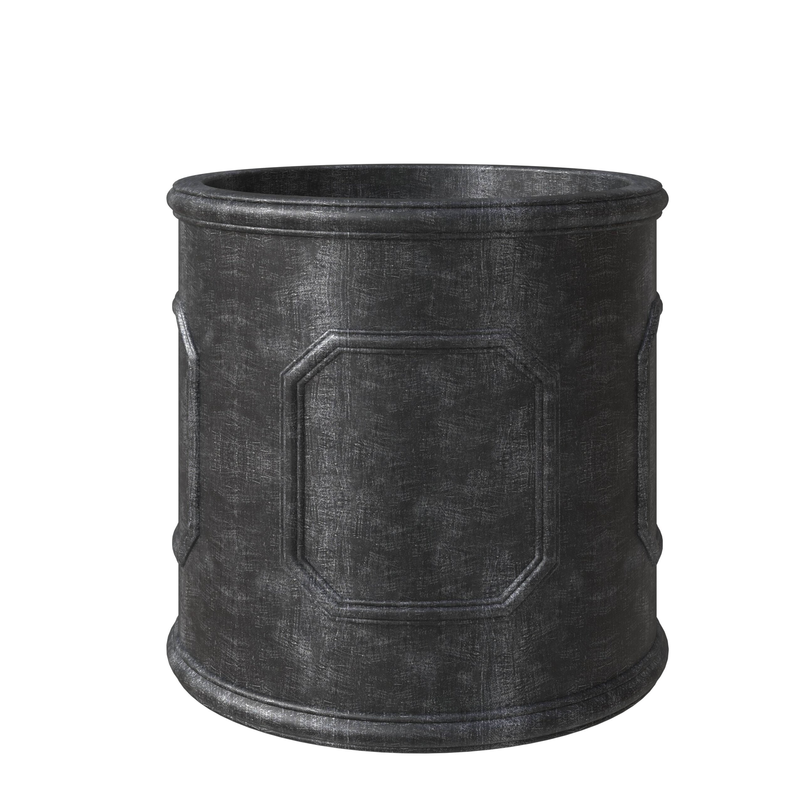 LeisureMod Meadow Fiberstone and MGO Clay Planter, Mid-Century Modern Round Planter Pot for Indoor and Outdoor (Black, 11 Inch)