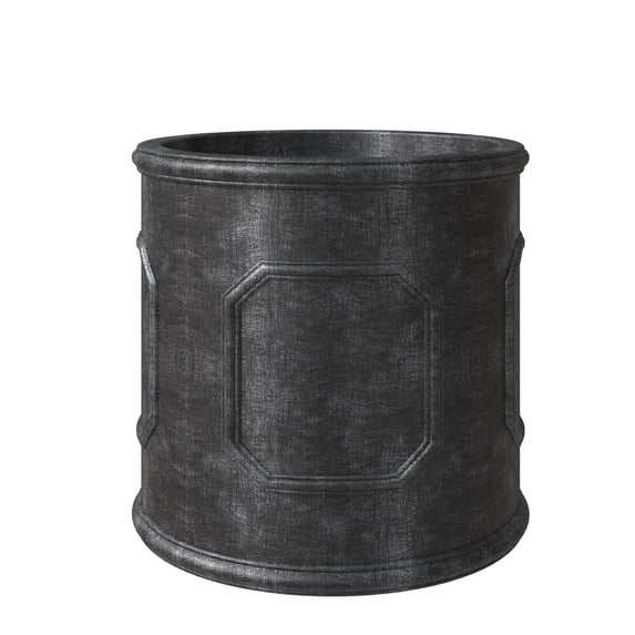 LeisureMod Meadow Fiberstone and MGO Clay Planter, Mid-Century Modern Round Planter Pot for Indoor and Outdoor (Black, 11 Inch)