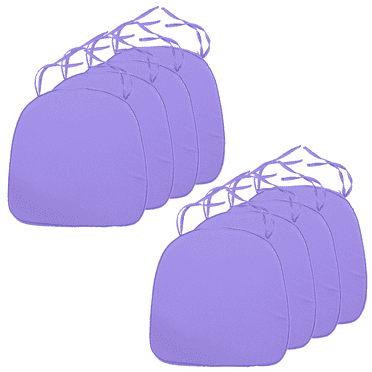 LeisureMod Memory Foam Chair Cushion Pads - 15x15 Seat Cushions with Ties for Dining & Kitchen Chairs, Non-Skid Design, Removable & Machine Washable Cover, Set of 8 (Purple)