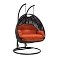 thumbnail image 1 of LeisureMod Mendoza Charcoal Wicker Patio Double Swing Chair in Orange, 1 of 11
