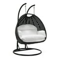 thumbnail image 1 of LeisureMod Mendoza Charcoal Wicker Patio Double Swing Chair in White, 1 of 11