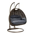 thumbnail image 1 of LeisureMod Mendoza Dark Brown Wicker Patio Double Swing Chair in Charcoal, 1 of 11