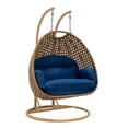 thumbnail image 1 of LeisureMod Mendoza Light Brown Wicker Patio Double Swing Chair in Blue, 1 of 11