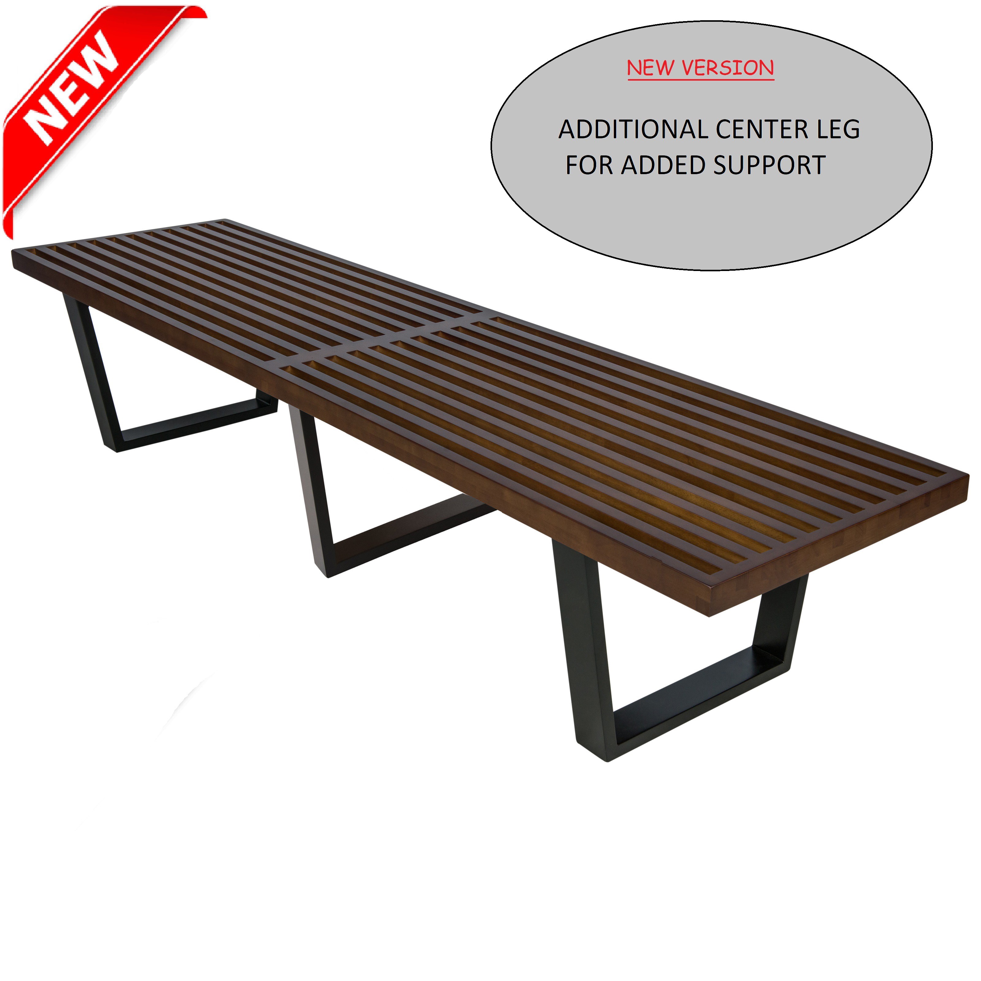 LeisureMod Mid-Century Inwood Platform Bench in Dark Walnut - 6 Feet - image 1 of 7