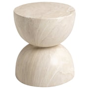 LeisureMod Minimalist Side Table, Fiber stone Round Hourglass Accent End Table Stool Sage Series in Stone Marble