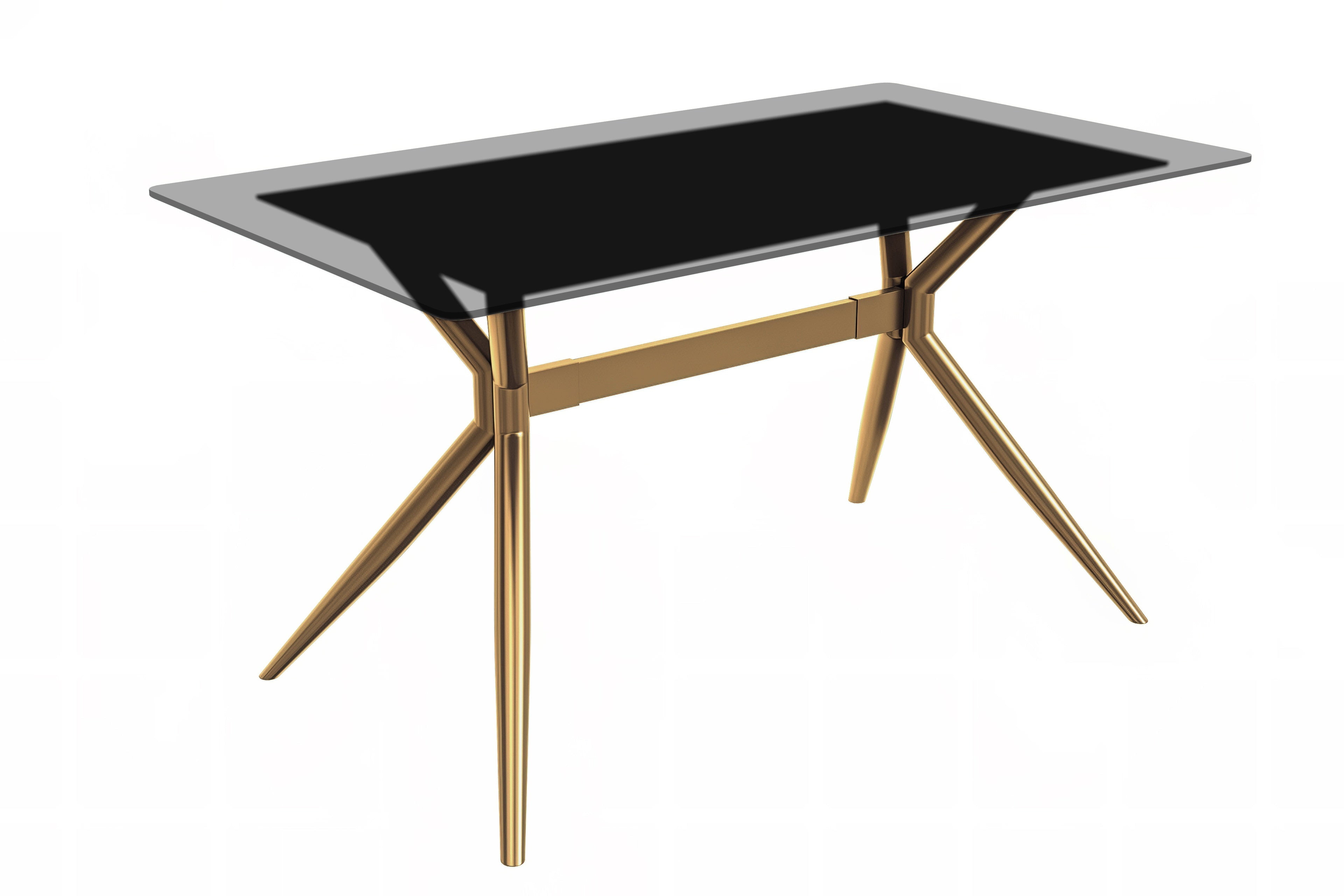 Modern 55" Clear Glass Dining Table with Gold Steel Base