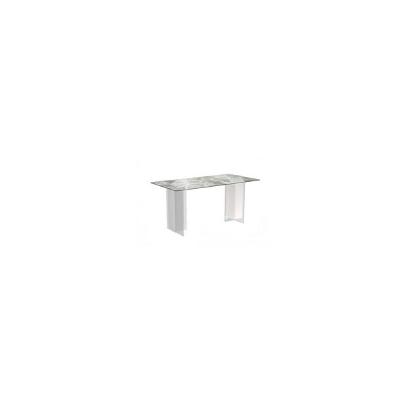 LeisureMod Modern 55” Rectangular Dining Table for 4 to 8 People with Sintered Stone/Glass Top and Acrylic Base Kova Series in Light Grey