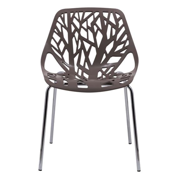 LeisureMod Modern Asbury Dining Chair with Chromed Legs-Color:Taupe