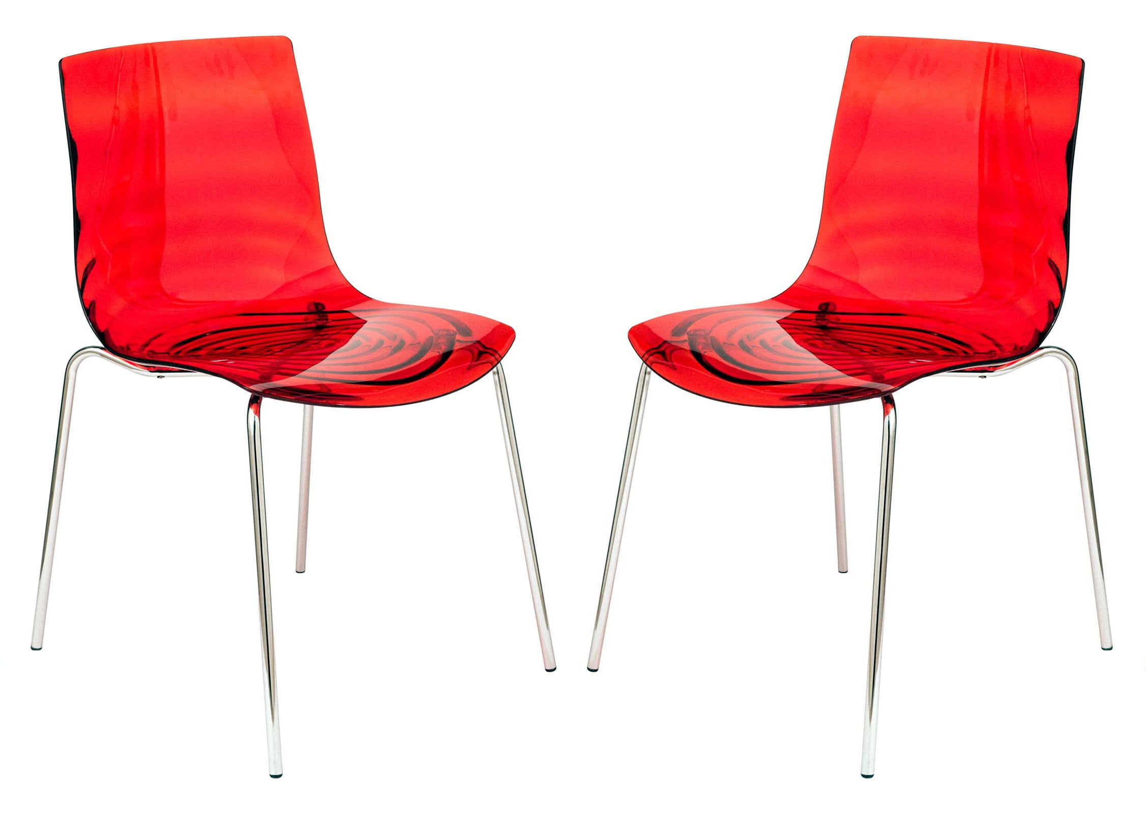 Astor Transparent Red Acrylic Dining Chair with Metal Legs