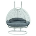 thumbnail image 1 of LeisureMod Modern Beige Wicker Hanging Double Seater Egg Swing Chair with Cushion, Charchoal Blue - Indoor/Outdoor Patio Swing, 1 of 5