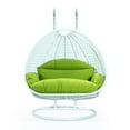 thumbnail image 1 of LeisureMod Modern Beige Wicker Hanging Double Seater Egg Swing Chair with Cushion, Light Green - Indoor/Outdoor Patio Swing, 1 of 5