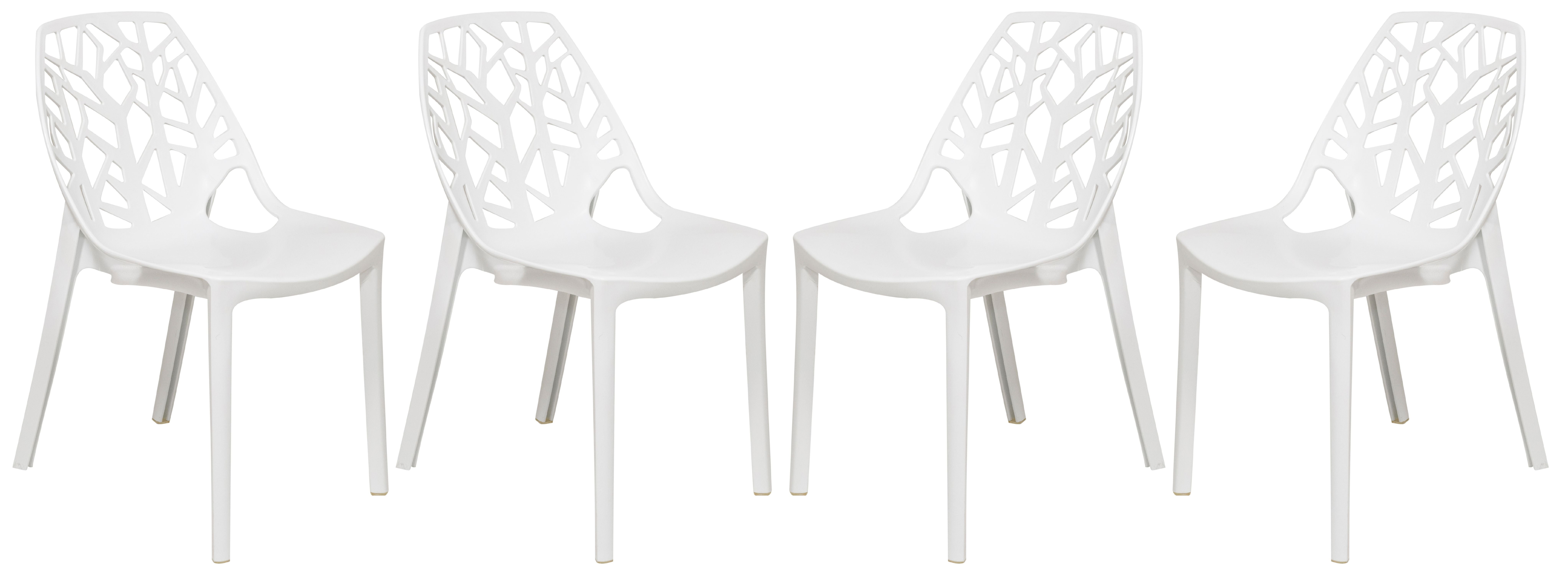 LeisureMod Modern Cornelia White Dining Chair, Set of 4