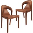 thumbnail image 1 of LeisureMod Modern Dining Chair in Upholstered Faux Leather with Steel Frame and Legs, Solace Series Kitchen Accent Chair for Dining Room and Kitchen Set of 2 in Brown, 1 of 8