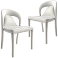 thumbnail image 1 of LeisureMod Modern Dining Chair in Upholstered Faux Leather with Steel Frame and Legs, Solace Series Kitchen Accent Chair for Dining Room and Kitchen Set of 2 in White, 1 of 8