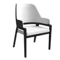 thumbnail image 1 of LeisureMod Modern Dining Chair Upholstered in Leather with Curved Open Back and Rubberwood Legs Contemporary Kitchen Armchair Ethora Collection in Black/White, 1 of 12