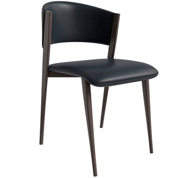 LeisureMod Modern Dining Chair, Upholstered Leather Kitchen Room Chairs, with Metal Legs, Stylish and Ergonomic Design Aspen Series, Black