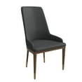 thumbnail image 1 of LeisureMod Modern Dining Chair Upholstered in Leather with Brown Rubberwood Legs Accent Kitchen Room Side Chairs Viva Series in Dark Grey, 1 of 11