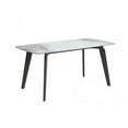 thumbnail image 1 of LeisureMod Modern Dining Table with 62" Rectangular Sintered Stone or Glass Wide Tabletop and Steel Legs Seats 6-8 People for Home, Kitchen, or Dining Room Krevor Series in Medium Grey, 1 of 11