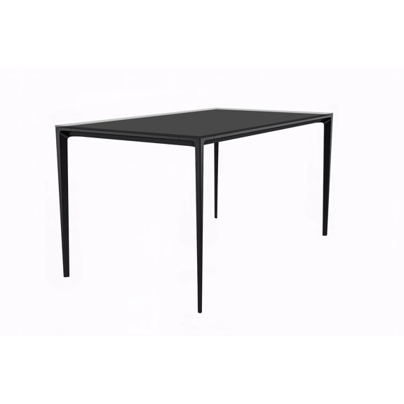 LeisureMod Modern Dining Table with A Rectangular Glass Tabletop in Black Metal - Avo Collection (Clear, 62" Wide)