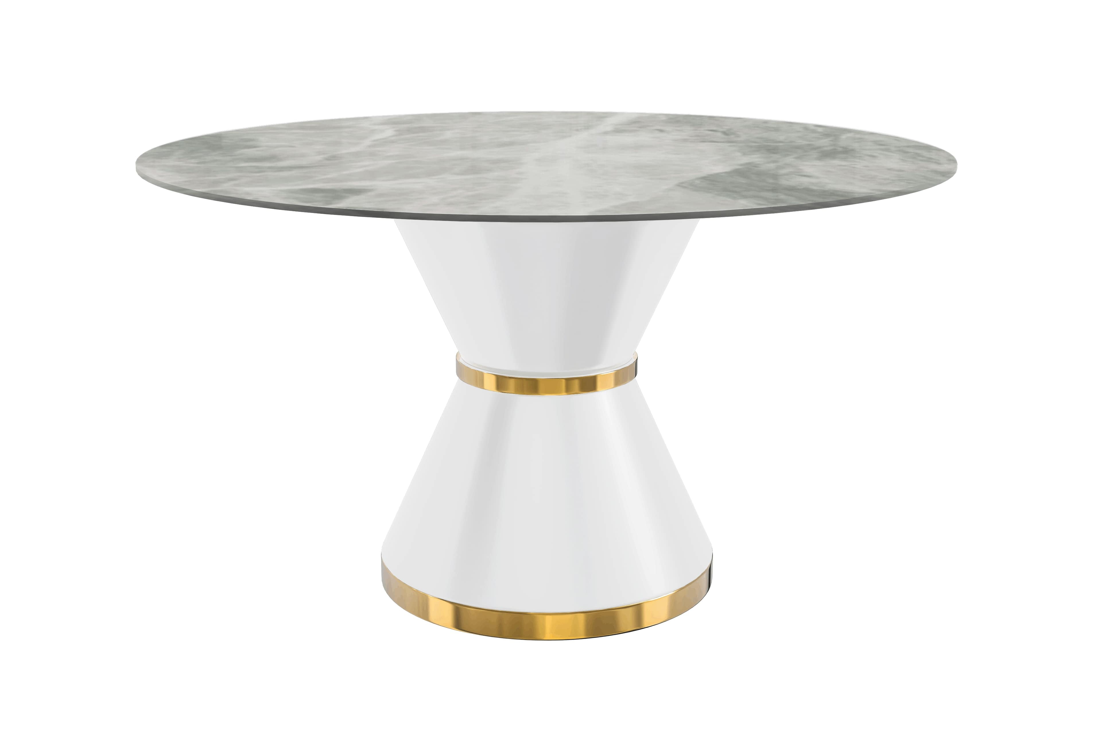 LeisureMod Modern Dining Table with a Round Sintered Stone Tabletop in ...