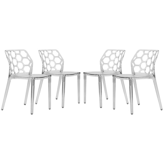 LeisureMod Modern Dynamic Dining Chair - Set of 4-Color:Clear