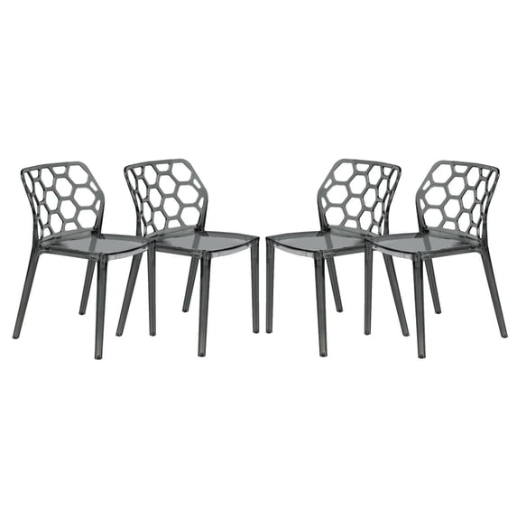 LeisureMod Modern Dynamic Dining Chair - Set of 4-Color:Transparent Black