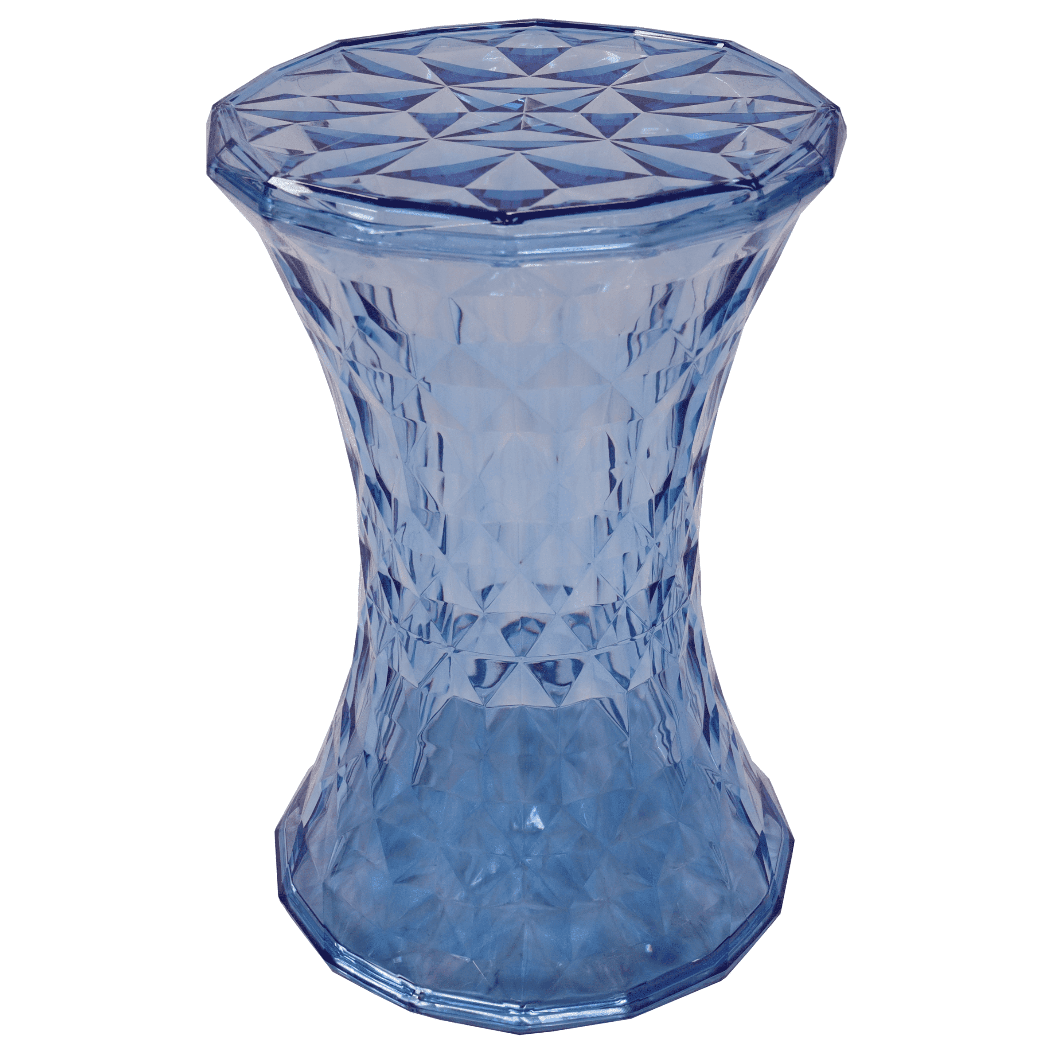 Transparent Blue Diamond-Shaped Modern Side Table