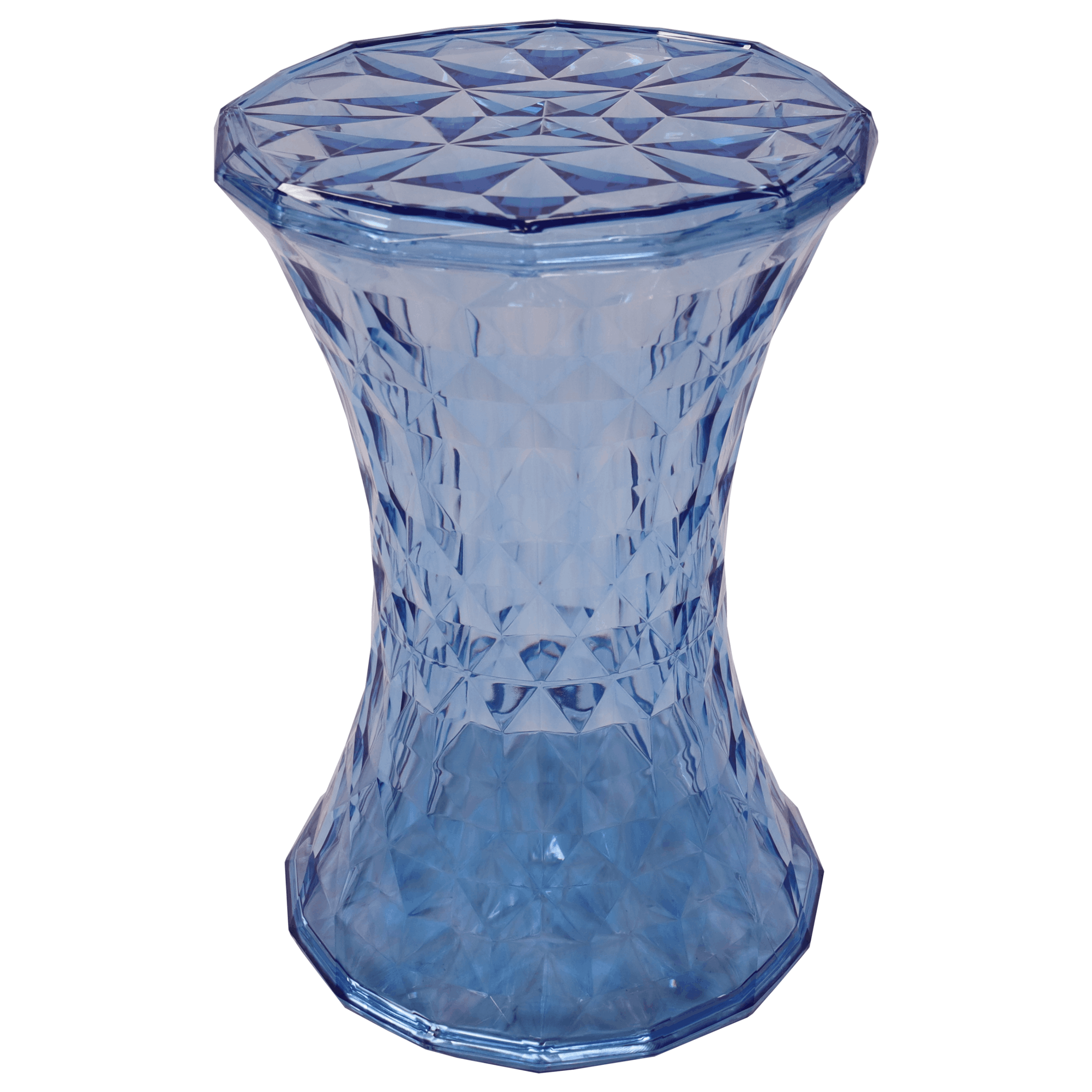 Transparent Blue Diamond-Shaped Modern Side Table