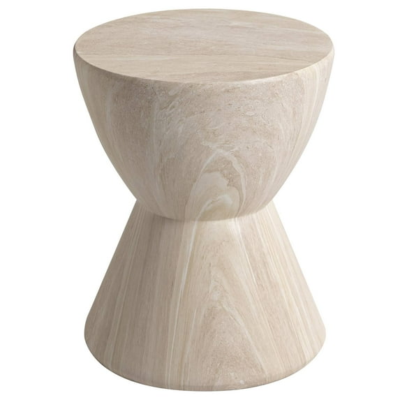 LeisureMod Modern Side Table Hourglass Design with Round Fiberstone and Pedestal Base, Accent End Table for Indoor Home, Outdoor Patio, Living Room Sofa, Weather-Resistant, Loft Series in Moss Grey