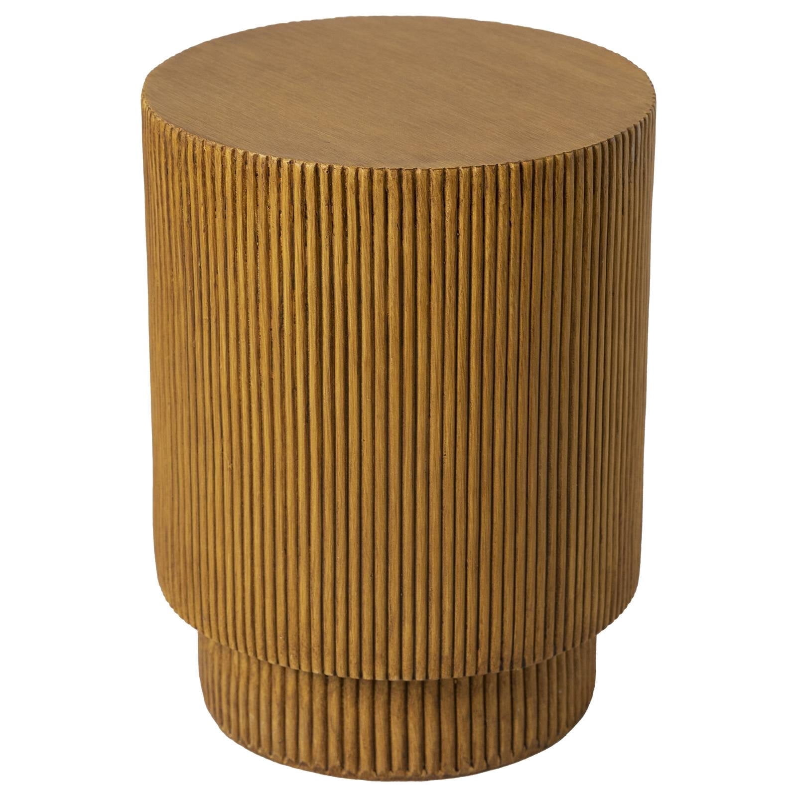 LeisureMod Modern Side Table Round Fiberstone Top Accent End Table for Home, Outdoor Patio, Living Room Sofa, Weather-Resistant, Eden Series in Brown