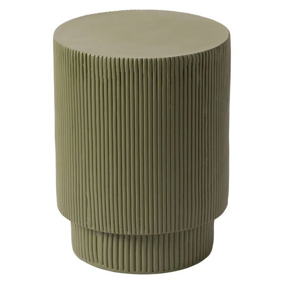 LeisureMod Modern Side Table Round Fiberstone Top Accent End Table for Home, Outdoor Patio, Living Room Sofa, Weather-Resistant, Eden Series in Olive Green