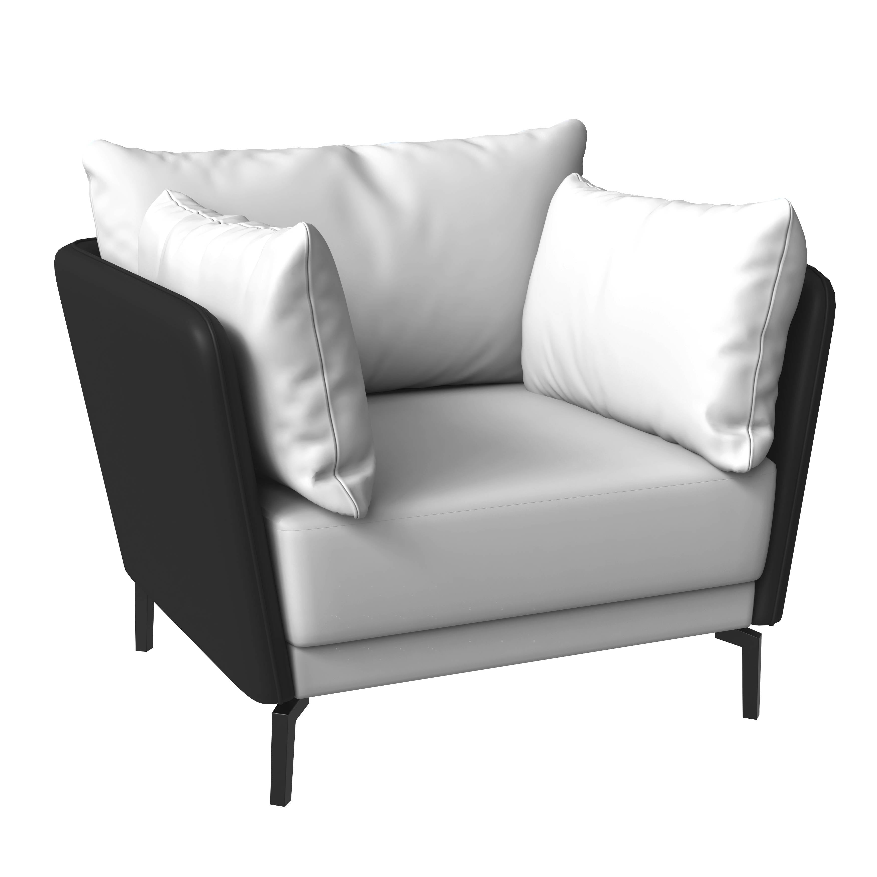 Luxify Black and Gray Faux Leather Barrel Accent Chair