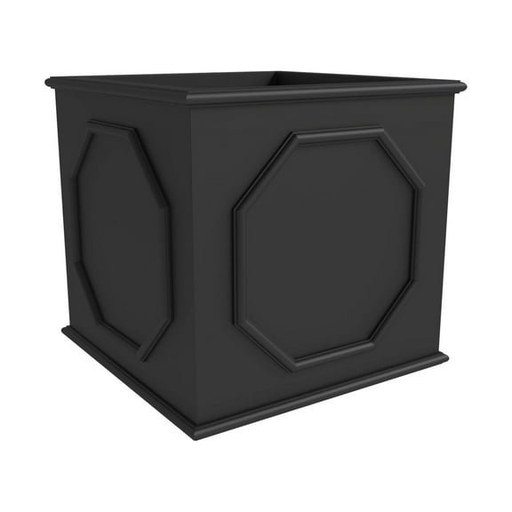 LeisureMod Sprout Series Cubic Fiber Stone Planter in Black 10.2 Cube