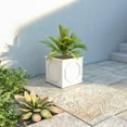 thumbnail image 1 of LeisureMod Sprout Fiberstone and MgO Clay Planter, Mid-Century Modern Square Planter for Indoor and Outdoor (White, 15 Inch), 1 of 5