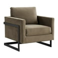 thumbnail image 1 of LeisureMod Modern Velvet Accent Chair Upholstered Side Armchair with Black Steel Base for Office, Living Room, Lounges Lincoln Series in Dark Grey, 1 of 10