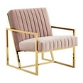 thumbnail image 1 of LeisureMod Montgomery Modern Velvet Pinstripe Design Accent Armchair With Gold Frame in Pink, 1 of 7