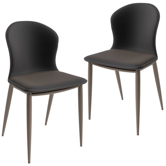 LeisureMod Mosaic Collection Modern Dining Chair in Charcoal Fabric - Set of 2