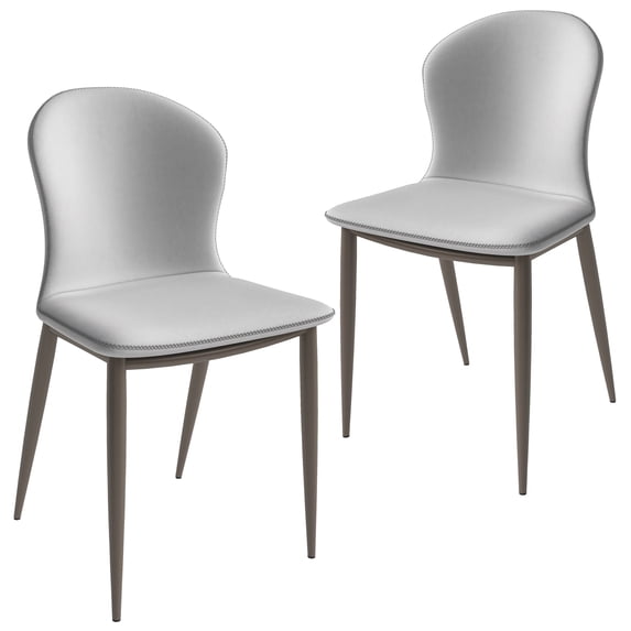 LeisureMod Mosaic Collection Modern Dining Chair in Coconut White Fabric - Set of 2