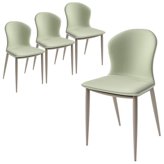 LeisureMod Mosaic Modern Dining Chair Upholstered Fabric Side Chair Foam Cushioned Modern Accent Chair with Metal Legs for Living Room, Kitchen in Light Grey Set of 4