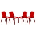thumbnail image 1 of LeisureMod Murray Mid-Century Modern Dining Side Chair in Red Set of 4, 1 of 7