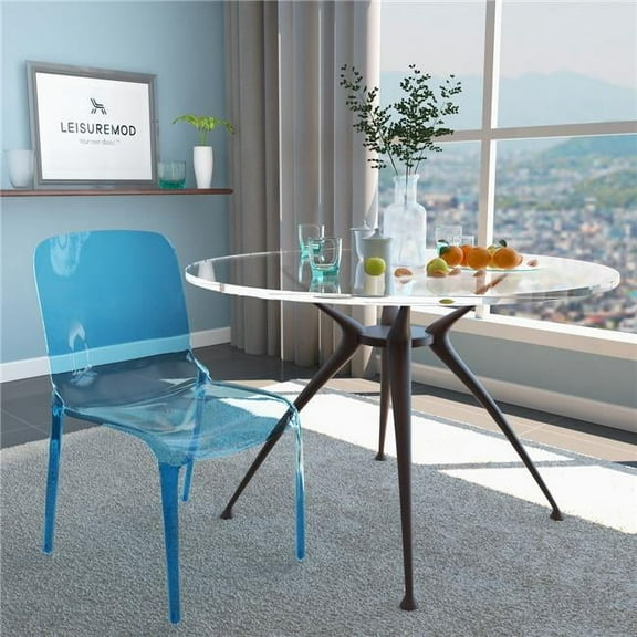 LeisureMod  Murray Modern Dining Chair - Transparent Blue - 32.25 x 20.5 x 21 in.