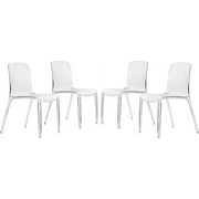LeisureMod Murry Modern Lightweight Stackable Dining Side Chair in Clear, set of 4