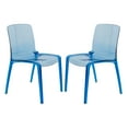 thumbnail image 1 of LeisureMod Murry Modern Lightweight Stackable Dining Side Chair in Transparent Blue, Set of 2, 1 of 10