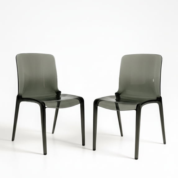 LeisureMod Murry Modern Lightweight Stackable Dining Side Chair in Transparent Red, Set of 2